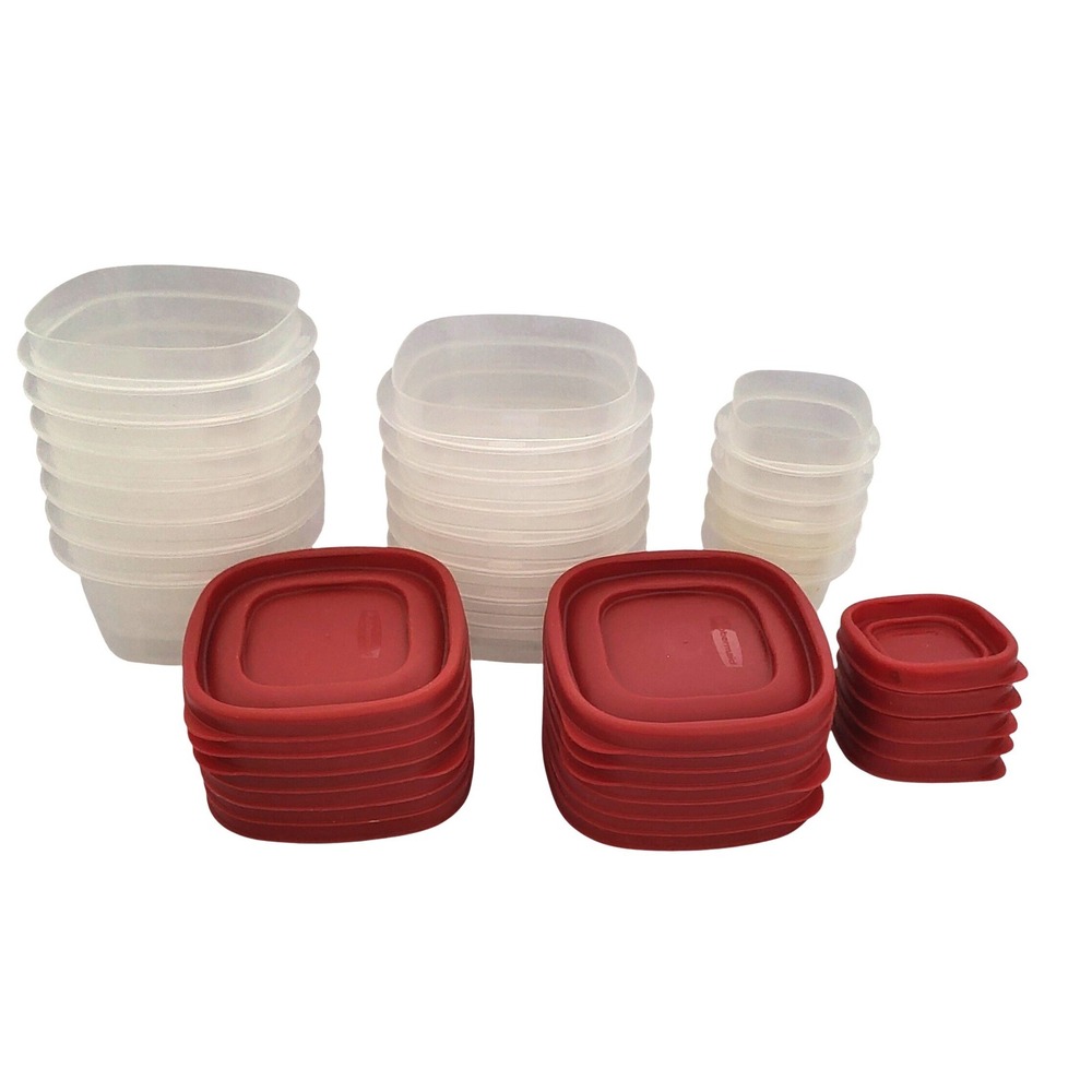 Rubbermaid Easy Find Storage Containers with Red Lids 1.25 &‎ 2 Cups 4 Oz